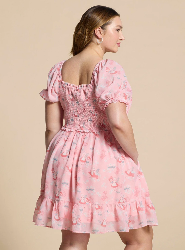 Disney Alice Wonderland Pink Cinched Smock Plus Dress