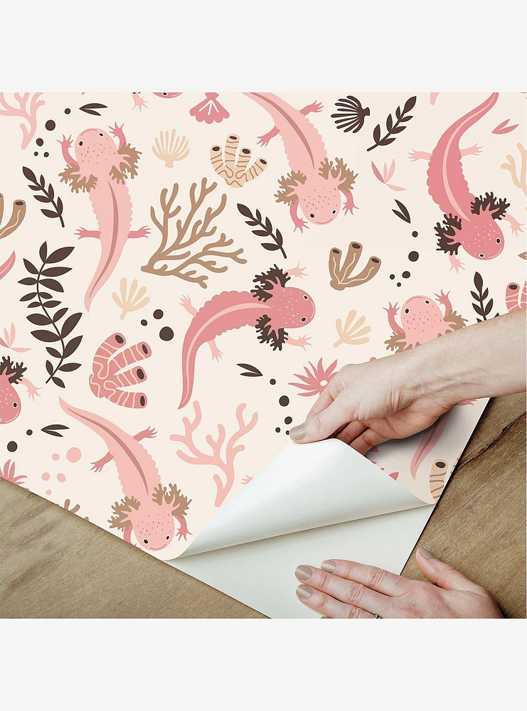 Axolotl Pink Underwater Garden Peel & Stick Wallpaper