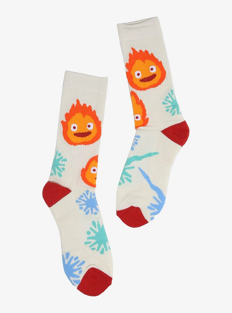 Studio Ghibli® Howl's Moving Castle Calcifer Sparks Allover Print Crew Socks - BoxLunch Exclusive