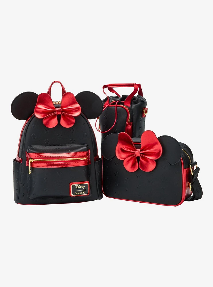 Loungefly Disney Minnie Mouse Metallic Red Bow Ears Mini Backpack - BoxLunch Exclusive