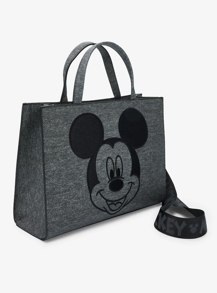Loungefly Disney Mickey Mouse Gray Denim Convertible Handbag — BoxLunch Exclusive