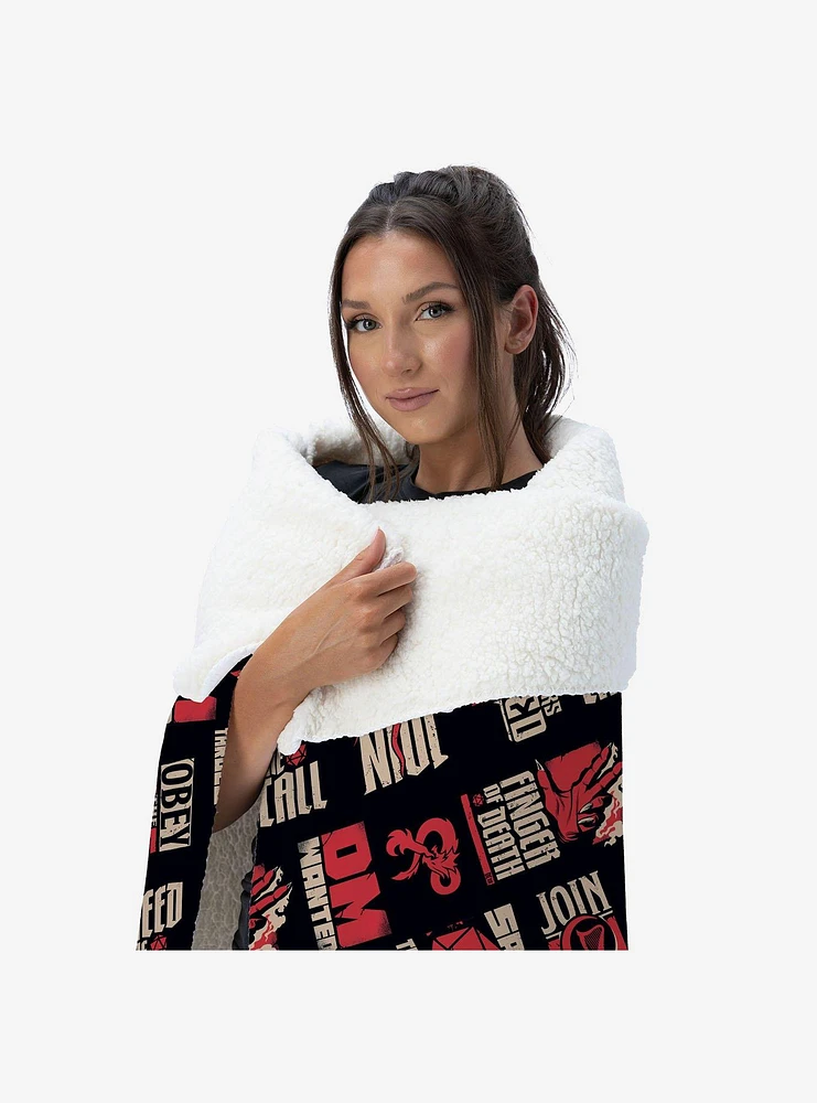 Dungeons & Dragons D&D Pattern Silk Touch Sherpa Throw Blanket