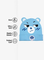 Care Bears Grumpy Bear Face Acrylic Knit Beanie With Ears