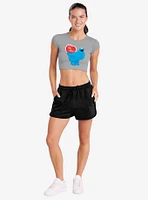 Sesame Street Be Mine With Cookie Monster Cap Sleeve Baby Rib Women's Crop Top