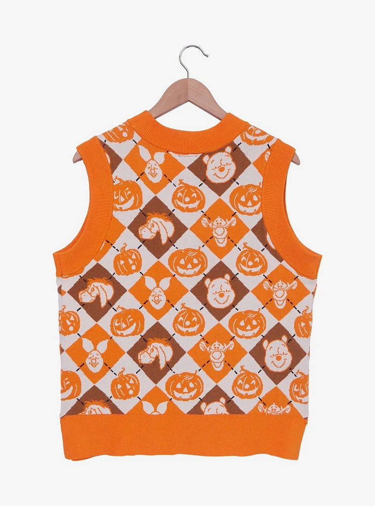 Disney Winnie the Pooh Characters & Pumpkins Argyle Women's Sweater Vest - BoxLunch Exclusive