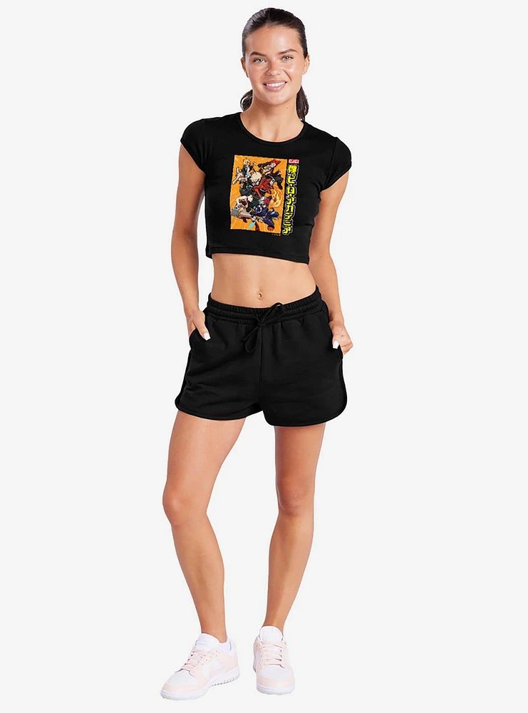 My Hero Academia Striking Heroes Poster Cap Sleeve Baby Rib Women's Crop Top