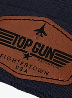 Top Gun Fightertown USA Stripe Logo Leather Patch Knit Beanie