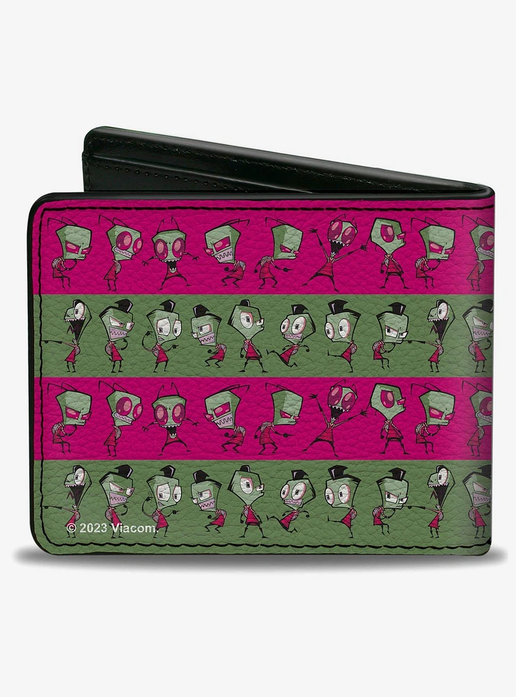 Invader Zim and Human Disguise Poses Stripe Bifold Wallet