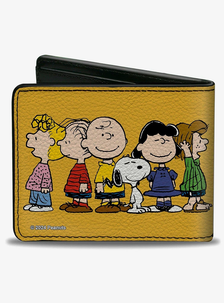 Peanuts Gang Close Up Group Pose Golden Bifold Wallet