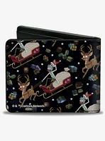 Rick and Morty Holiday Santa Rick Reindeer Sled Pose Collage Bifold Wallet