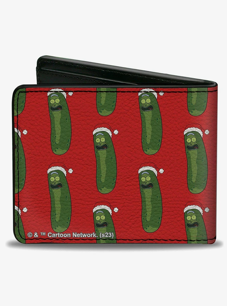 Rick and Morty Holiday Pickle Rick Santa Clause Pose Bifold Wallet