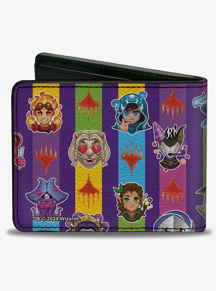 Magic: The Gathering Chibi Planeswalkers and Icons Stripe Bifold Wallet