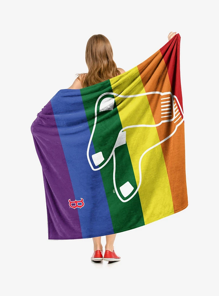 MLB Boston Red Sox Pride Series Silk Touch Sherpa Throw Blanket