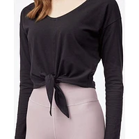 Women's Tie Front Long Sleeve Top