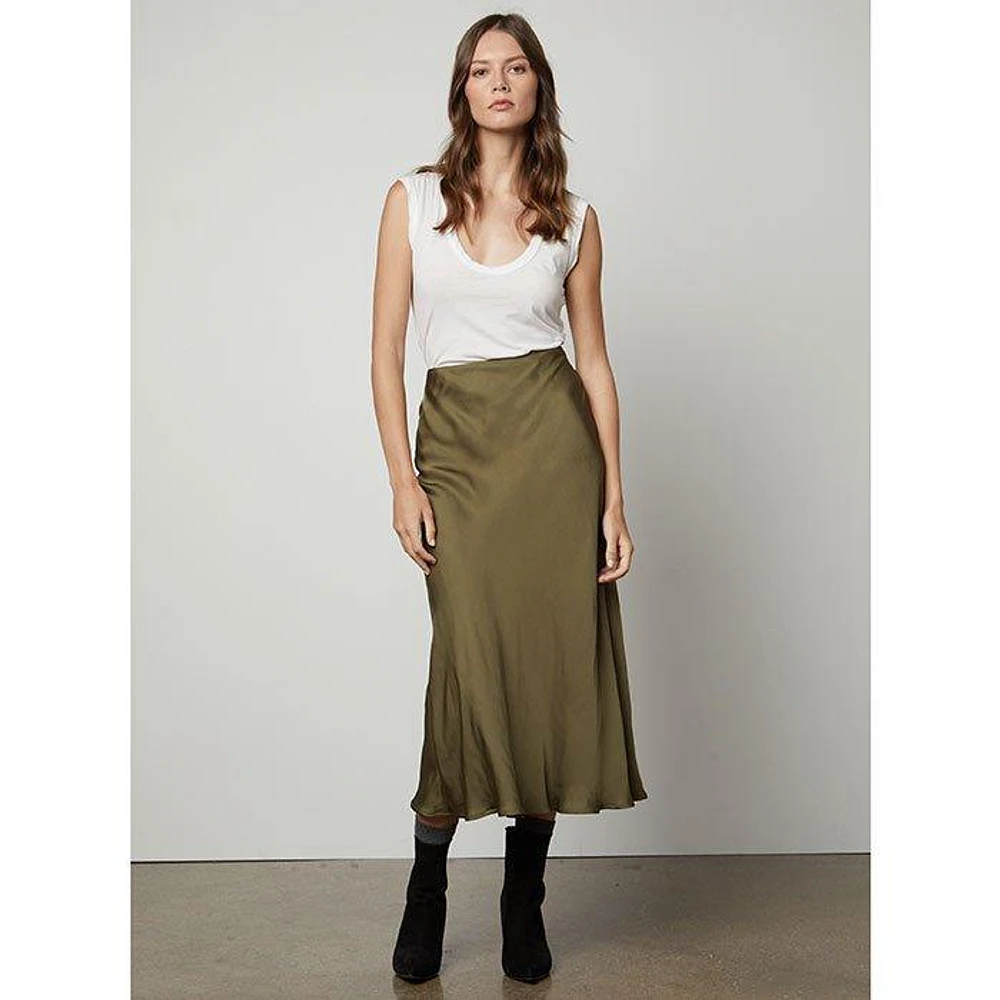 Women's Aubree Satin Midi Skirt