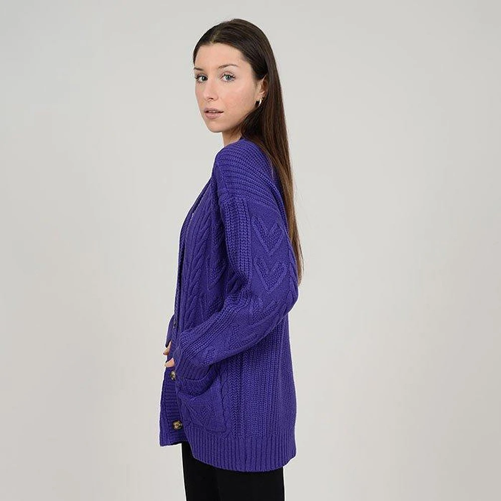 Women's Cable Heart Knit Cardigan