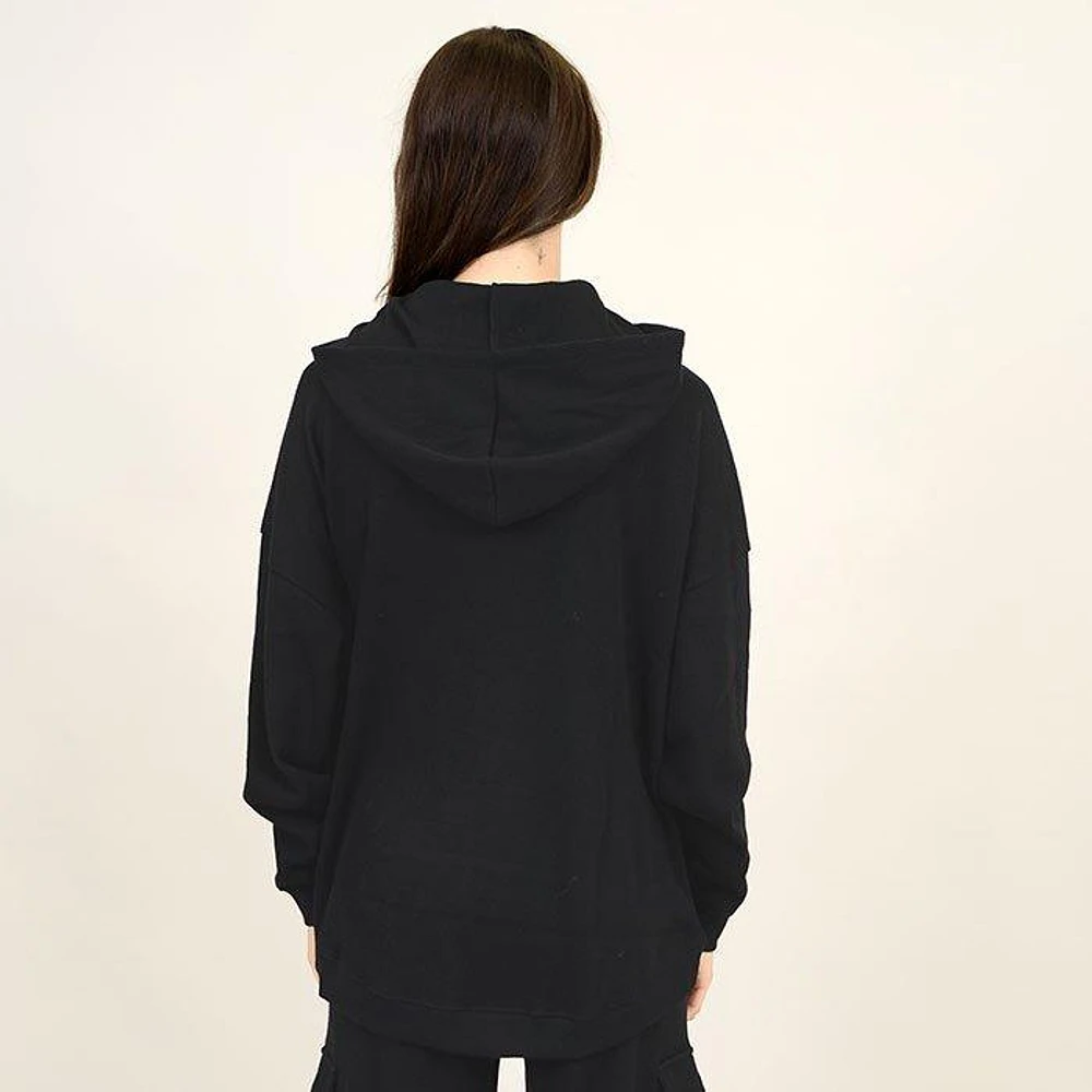 Women's Waffle Hooded Long Sleeve Top