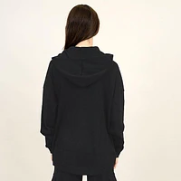 Women's Waffle Hooded Long Sleeve Top