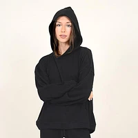 Women's Waffle Hooded Long Sleeve Top