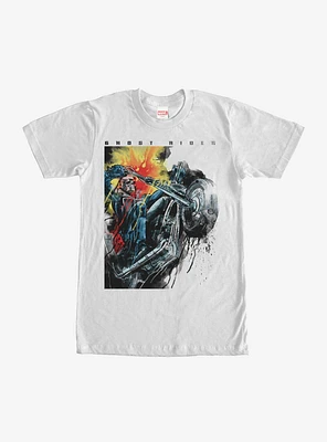 Marvel Ghost Rider Paint Splatter Print T-Shirt