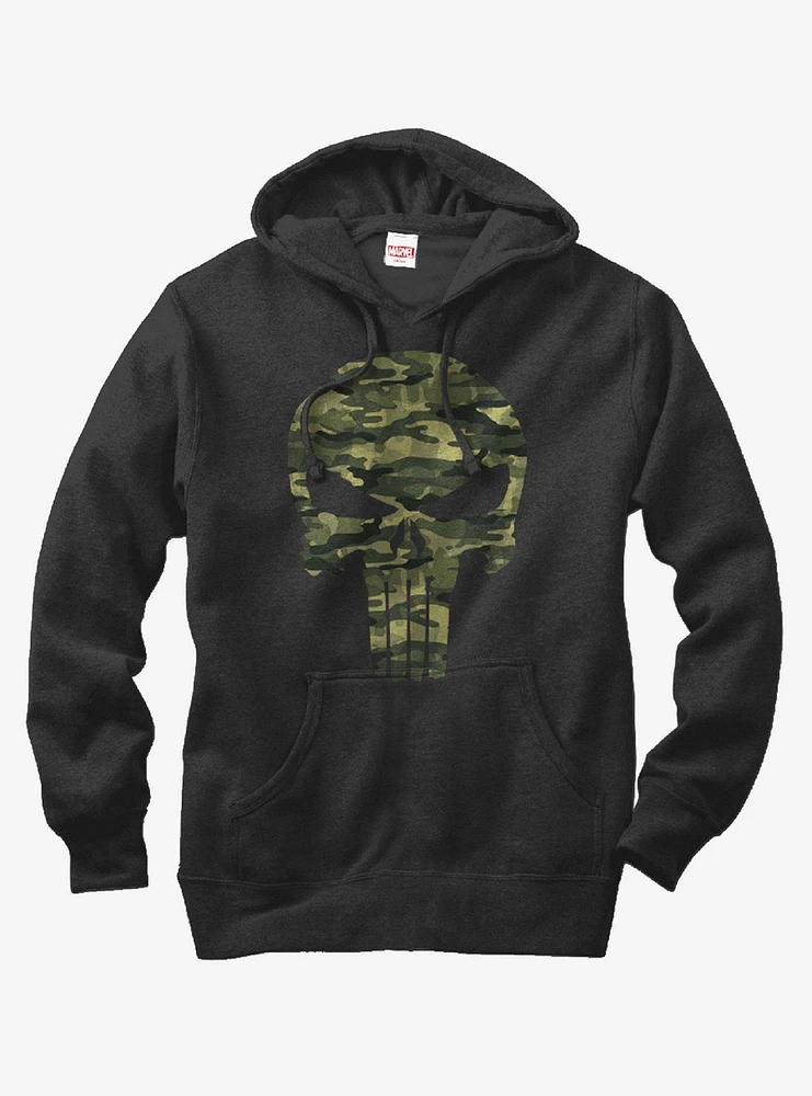 Marvel The Punisher Camo Skull Symbol Hoodie