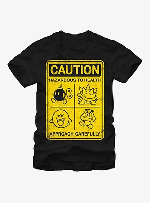 Nintendo Mario Enemies Caution Sign T-Shirt