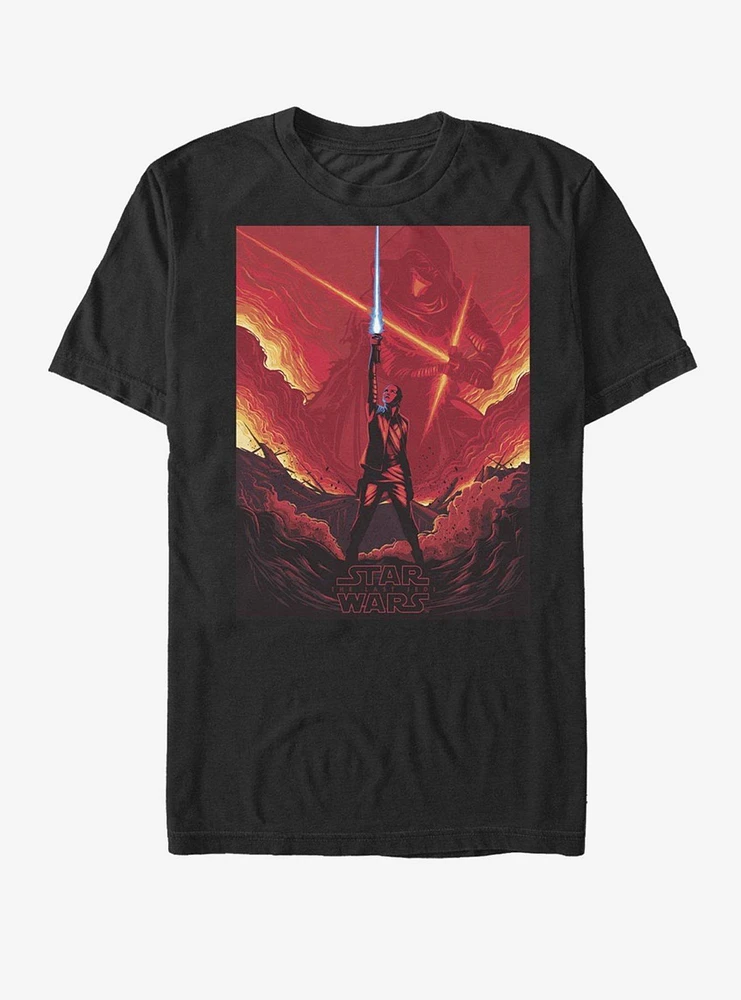 Star Wars Rey Lightsaber Flames T-Shirt