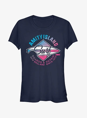 Jaws Amity Island Surfboard Repair Girls T-Shirt