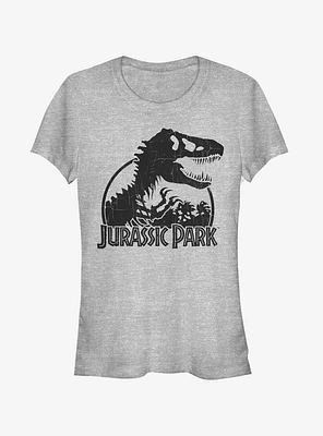 Dino Skeleton Silhouette Logo Girls T-Shirt