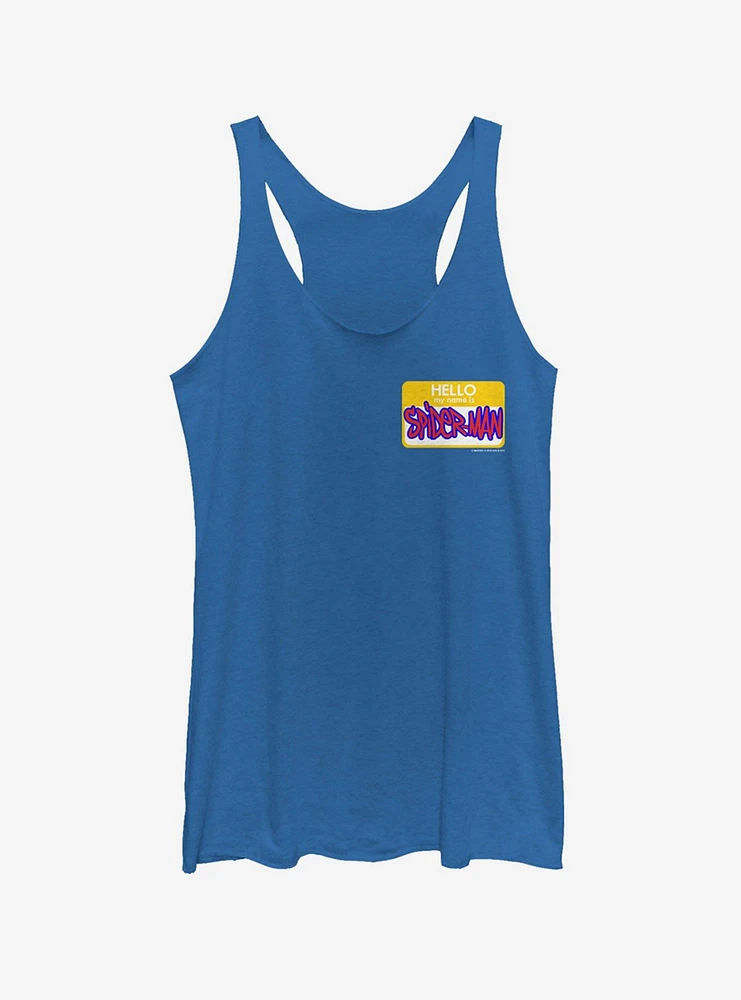 Marvel Spider-Man Hello Name Tag Womens Tank