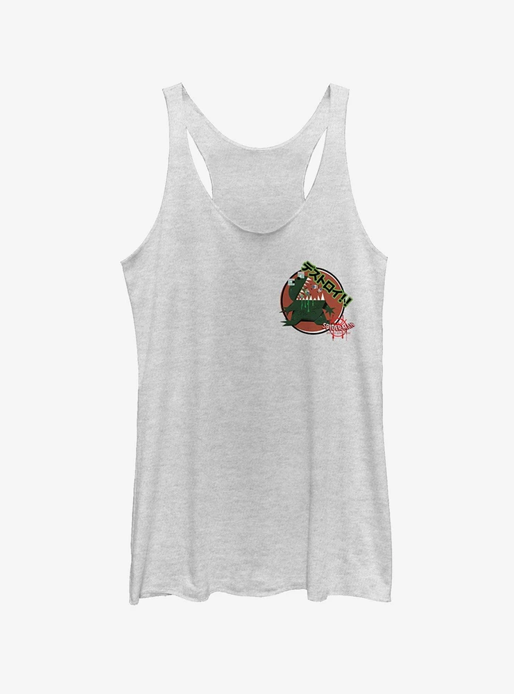Marvel Spider-Man: Into The Spider-Verse Godzilla Sticker Pocket Heathered Girls Tank Top