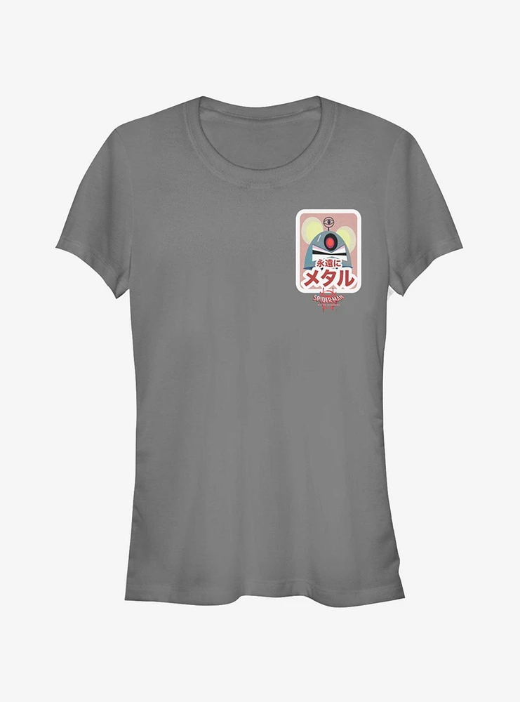 Marvel Spider-Man: Into The Spider-Verse Robot Mouse Sticker Pocket Girls T-Shirt