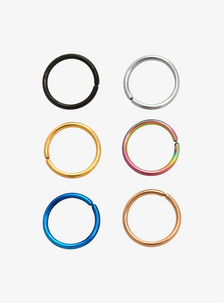 Steel Multicolor Metal Seamless Nose Hoop 6 Pack