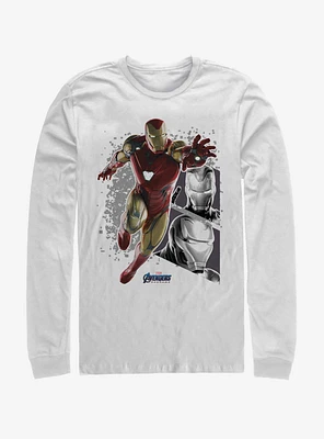Marvel Avengers: Endgame Iron Man Panels White Long-Sleeve T-Shirt