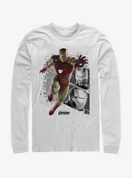 Marvel Avengers: Endgame Iron Man Panels White Long-Sleeve T-Shirt