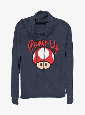Nintendo Power Up Mushroom Cowlneck Long-Sleeve Girls Top