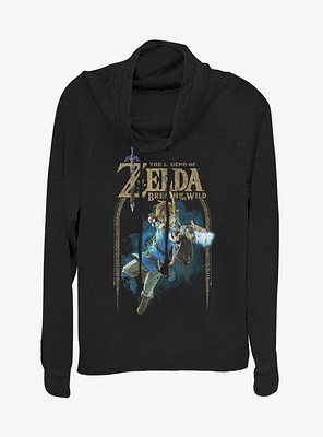 Nintendo The Legend Of Zelda Breath Wild Link Archer Cowlneck Long-Sleeve Girls Top