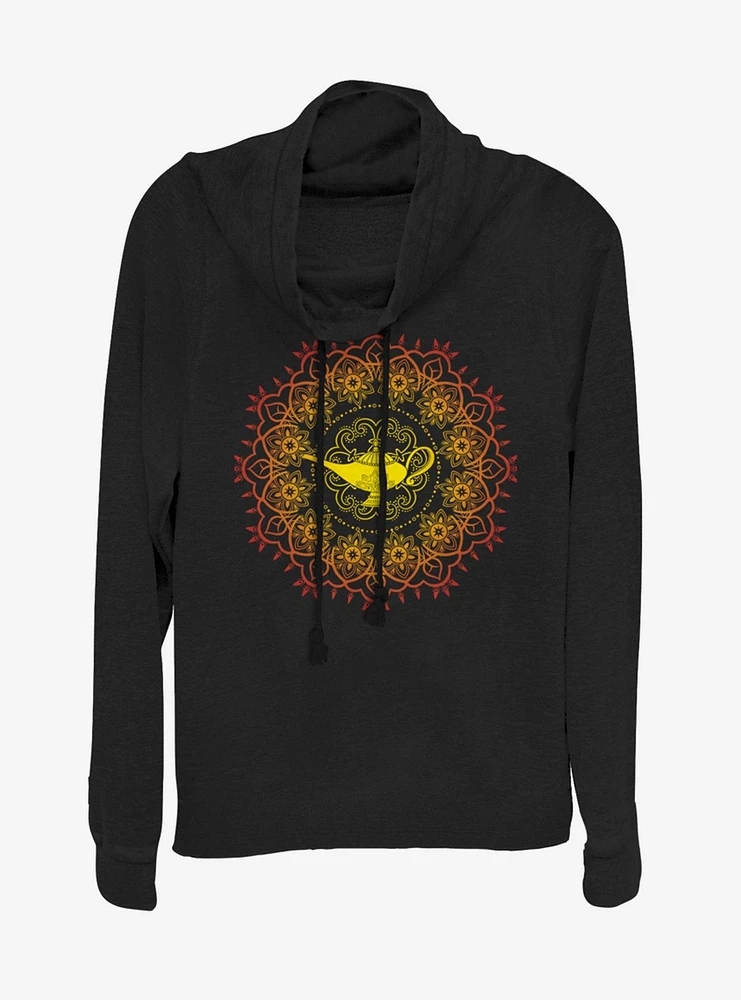 Disney Princess Lamp Mandala Cowlneck Long-Sleeve Womens Top
