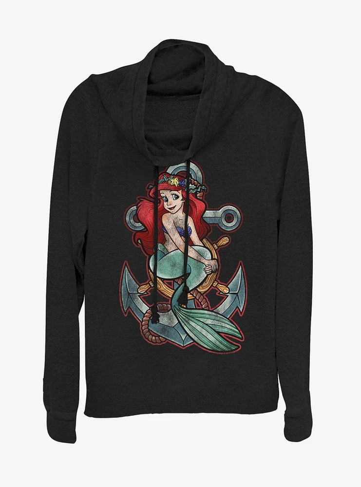 Disney Princess Anchor Cowlneck Long-Sleeve Womens Top