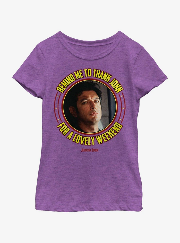 Jurassic Park Thanks John Youth Girls T-Shirt