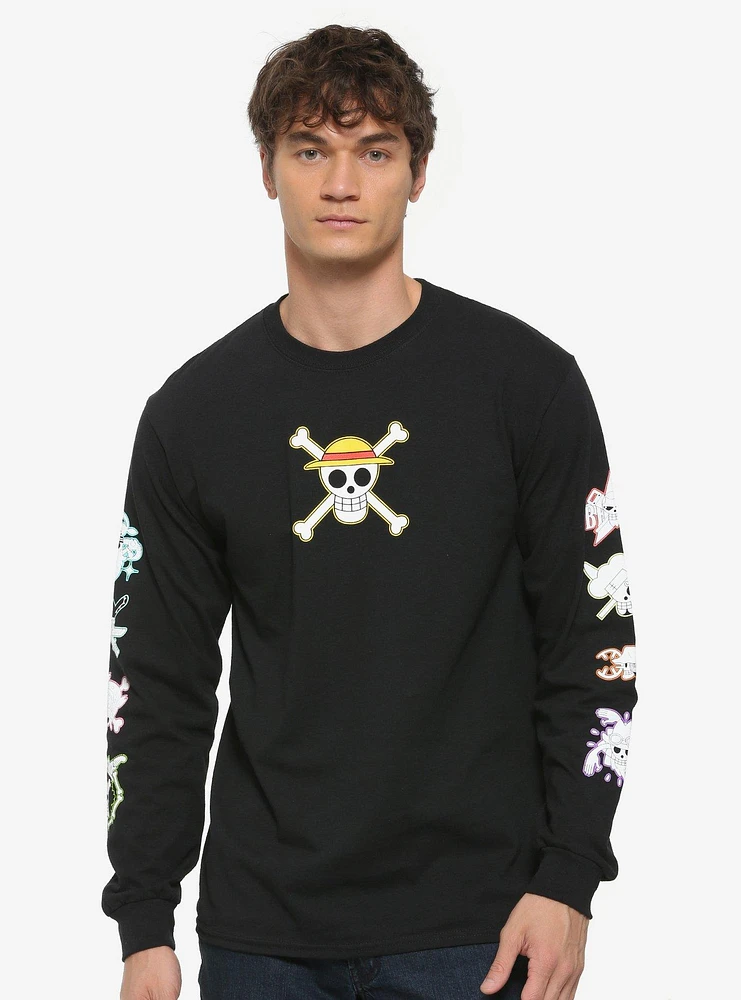 One Piece Straw Hat Pirates Symbols Long Sleeve T-Shirt