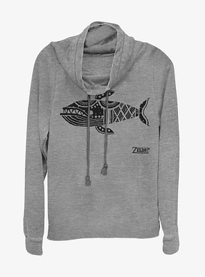 Nintendo The Legend of Zelda: Link's Awakening Whale Glyph Cowl Neck Long-Sleeve Girls Top