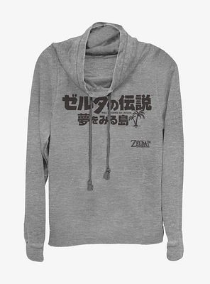Nintendo The Legend of Zelda: Link's Awakening Japenese Logo Cowl Neck Long-Sleeve Girls Top