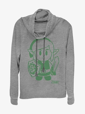 Nintendo The Legend of Zelda: Link's Awakening Link Avatar Outline Cowl Neck Long-Sleeve Girls Top