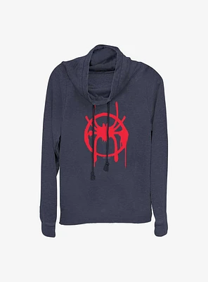 Marvel Spider-Man Miles Symbol Cowl Neck Long-Sleeve Girls Top