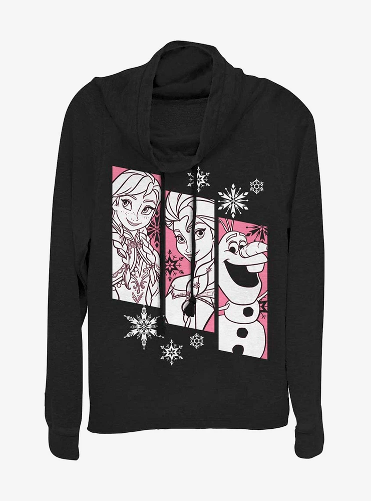 Disney Frozen Snow Trio Cowlneck Long-Sleeve Womens Top