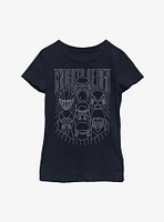 Star Wars Episode IX The Rise Of Skywalker Simple Outlines Youth Girls T-Shirt