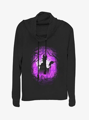 Disney Sleeping Beauty Maleficent Fog Of Doom Cowlneck Long-Sleeve Womens Top