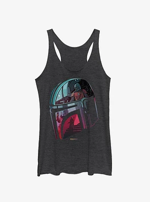 Star Wars The Mandalorian Helmet Explanation Girls Heather Black Tank Top