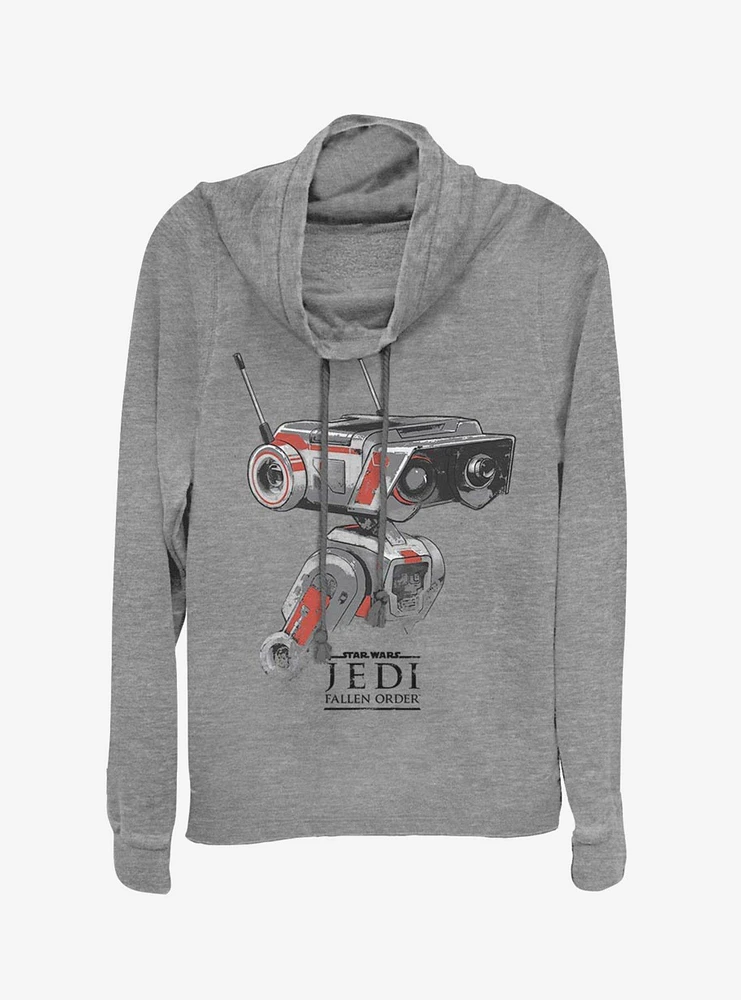 Star Wars Jedi Fallen Order Droid Art Cowlneck Long-Sleeve Womens Top